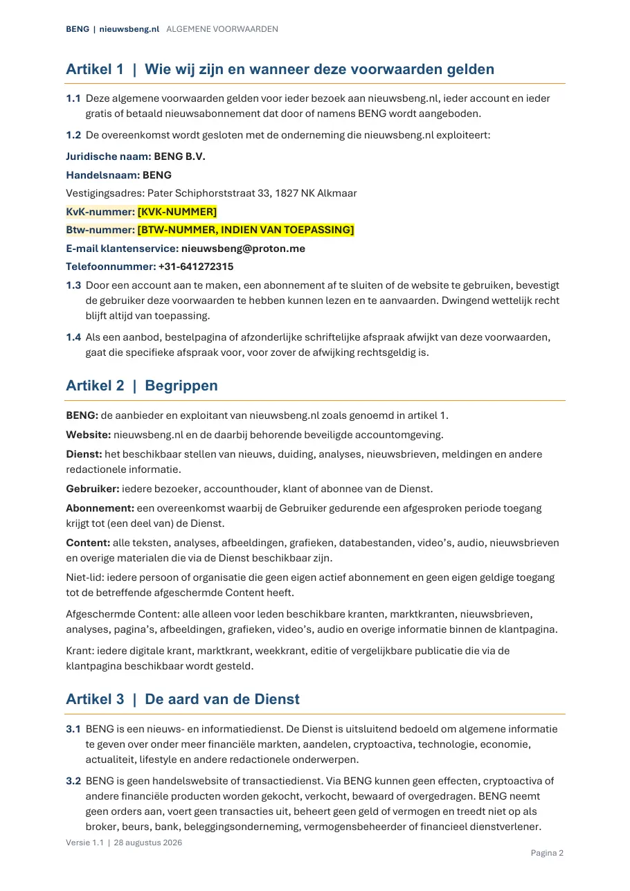 Algemene voorwaarden, pagina 2 van 10