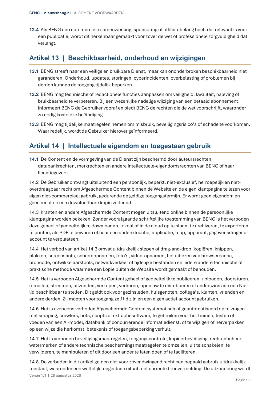 Algemene voorwaarden, pagina 6 van 10