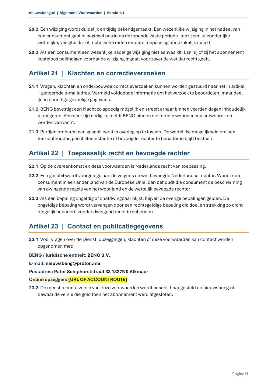 Algemene voorwaarden, pagina 9 van 10
